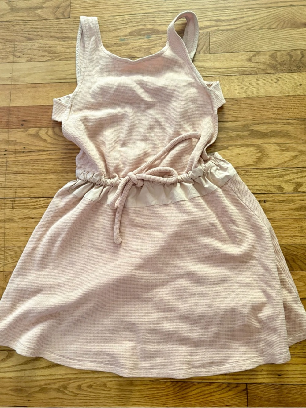 See By Chloe Backless Soft Pink Waffle-Knit Mini Dress with Tie Waist